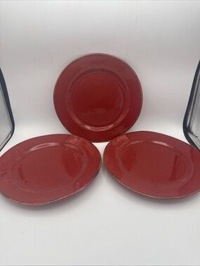 3 Pier 1 Hacienda De Vida Brick distressed 8.75" Salad Plates handcrafted